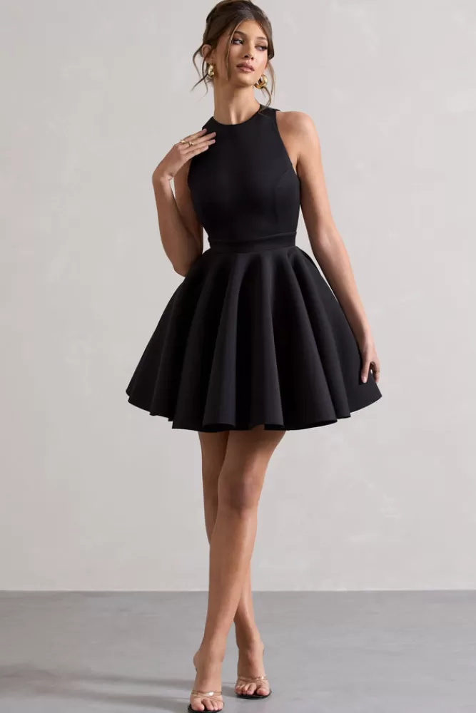 Club L London Waverly | Racer-Neck Sleeveless Skater Mini Dress BLACK Online