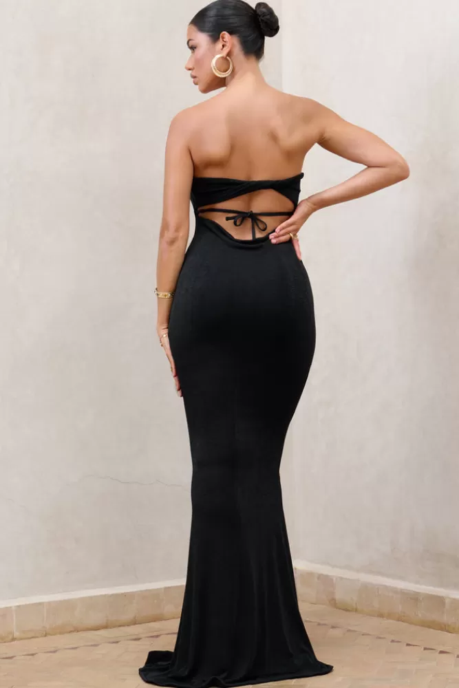 Club L London Wild Fantasy | Bandeau Sweetheart Maxi Dress BLACK New