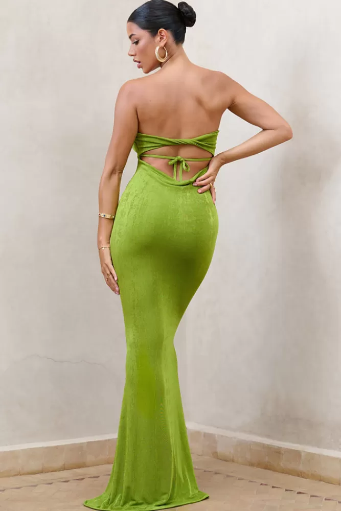 Club L London Wild Fantasy | Green Bandeau Sweetheart Maxi Dress MOSSGREEN Discount