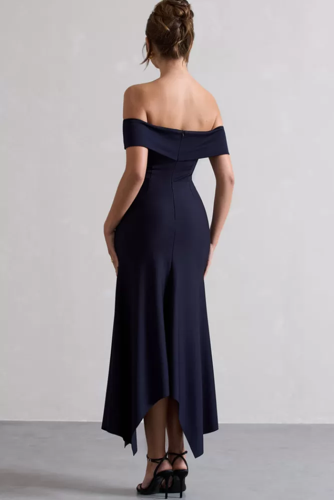 Club L London Windsor | Bardot Midi Dress NAVY Fashion