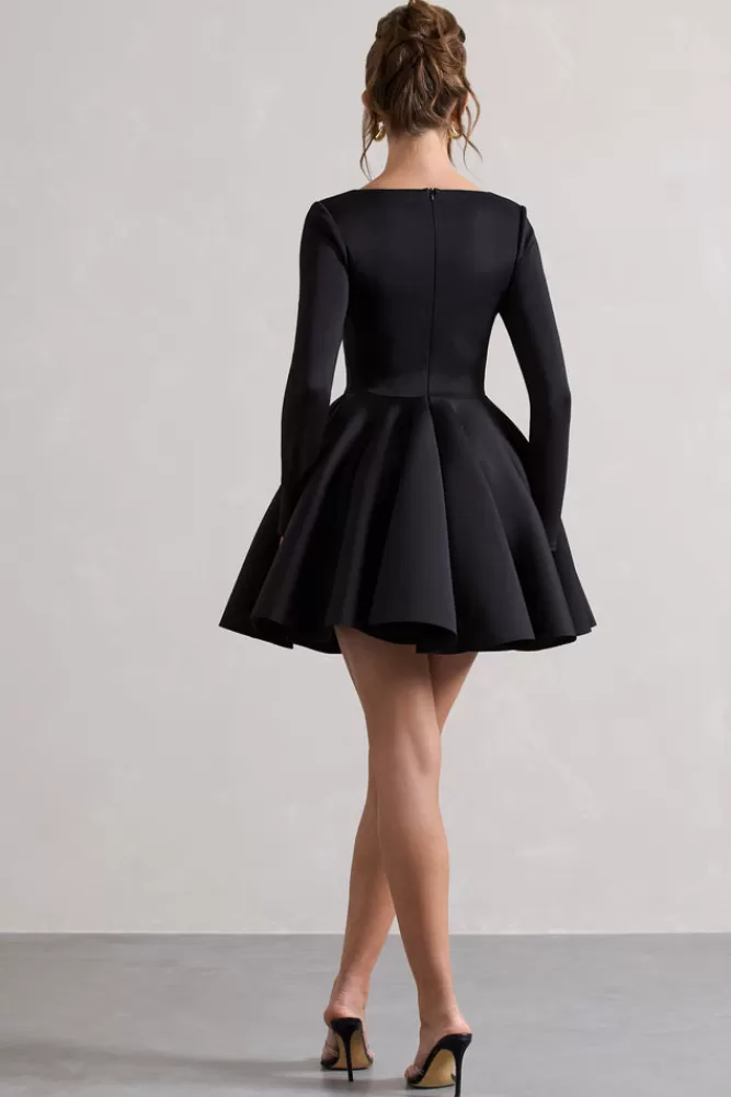 Club L London Winslet | Square-Neck Skater Mini Dress BLACK Shop