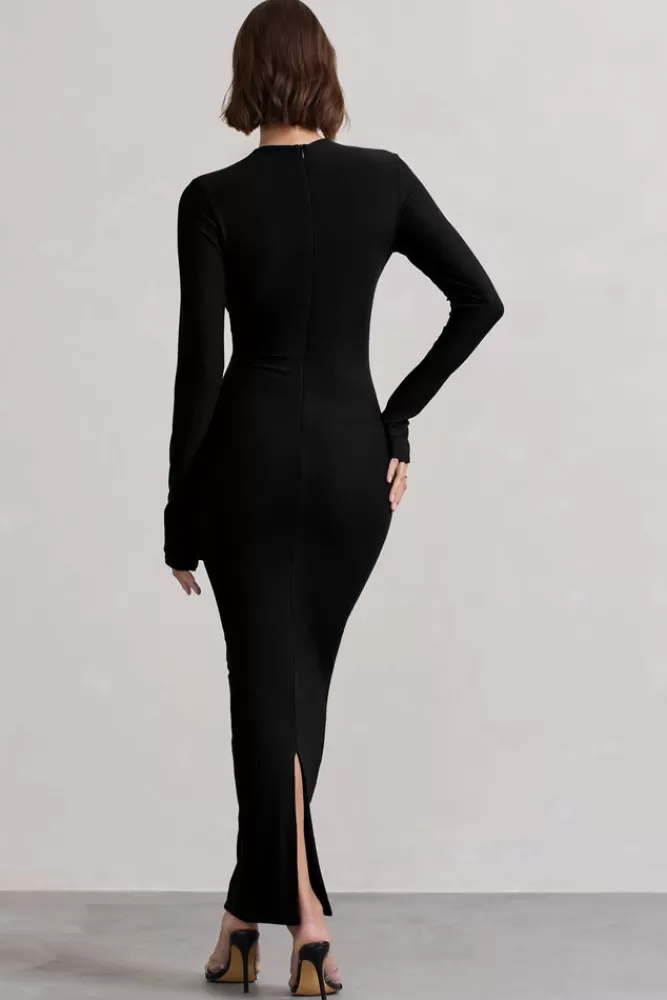 Club L London Wonder | Bodycon Long-Sleeve Maxi Dress BLACK Discount