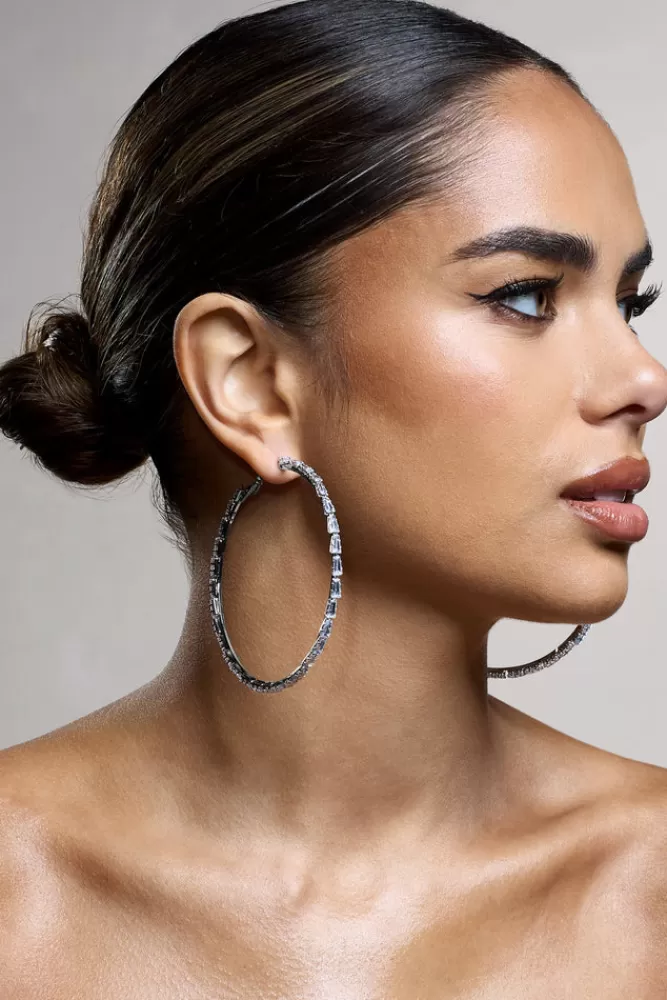 Club L London Zaida | Diamante Hoop Earrings SILVER Best