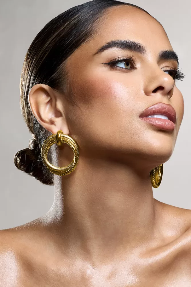 Club L London Zanetti | Layered Circular Drop Earrings GOLD Best