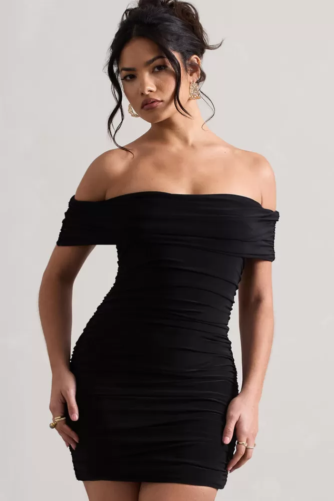 Club L London Zeta | Bodycon Bardot Mini Dress BLACK Hot